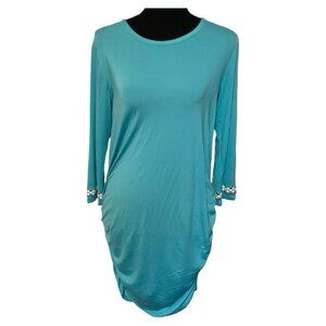 Michael Kors Mk Women Blue Aqua Turquoise Midi/ Short Dress Long Sleeve XS/S